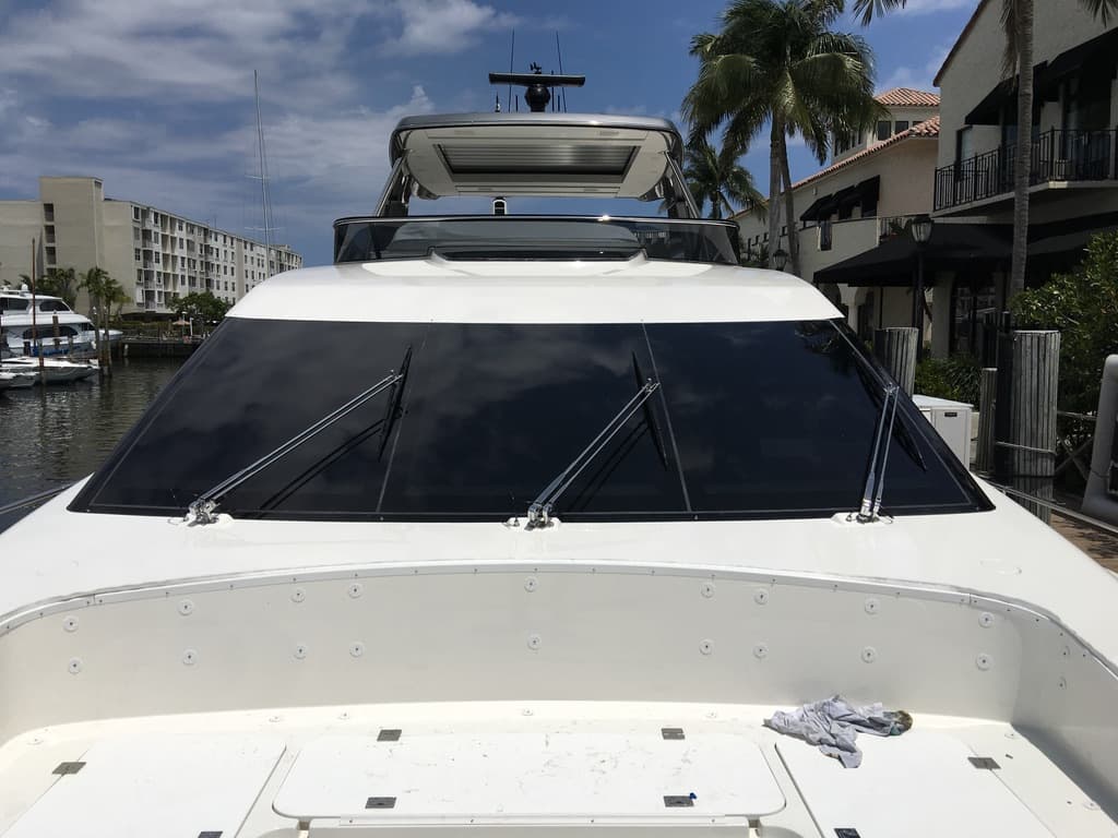 Express cruiser helm windshield after dark marine window tint