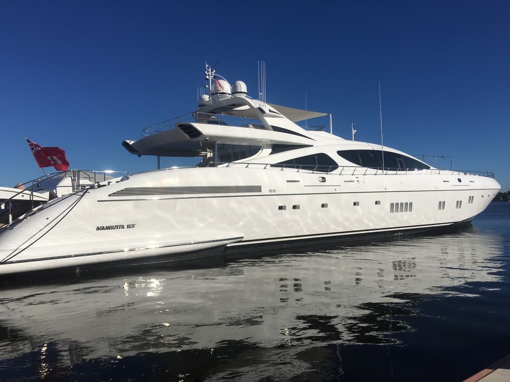 Mangusta 165 yacht with dark marine windshield and cabin film